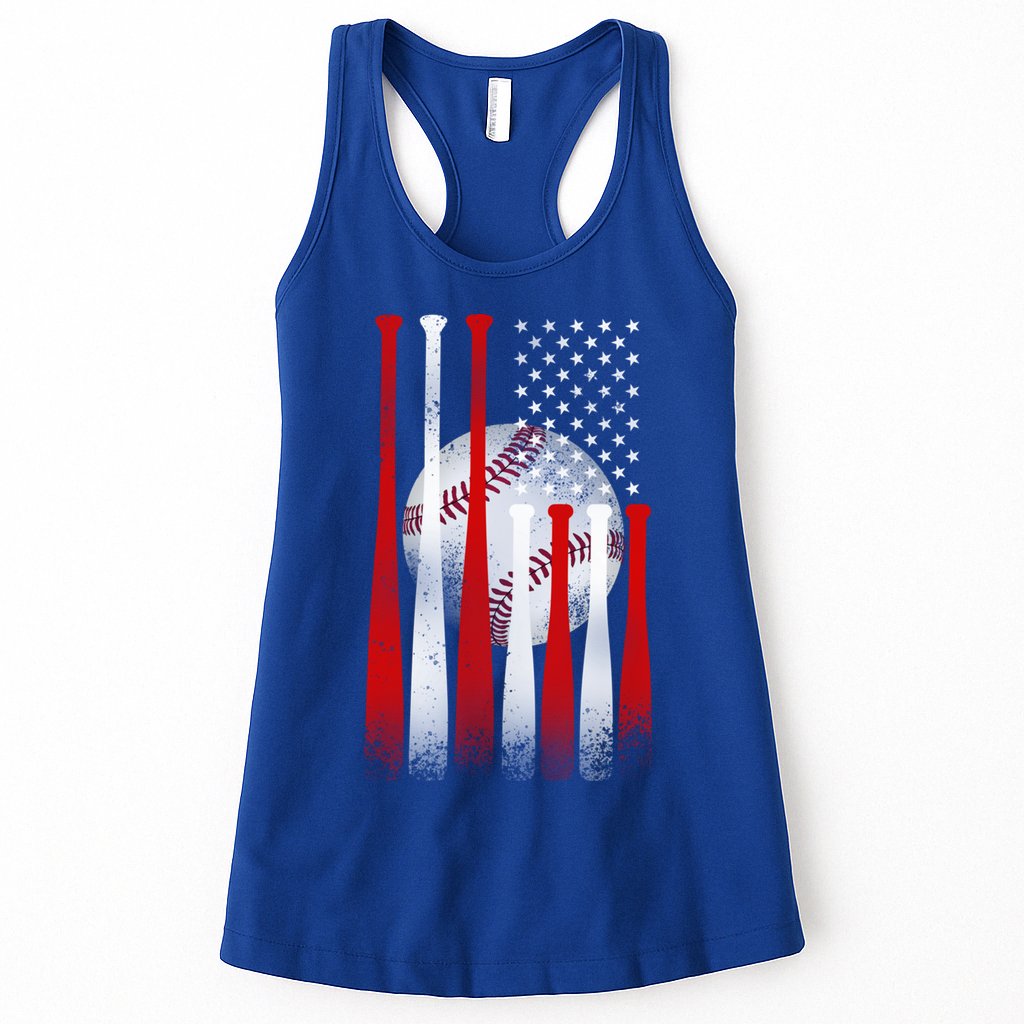 Vintage American Flag Baseball Cool Gift Baseball Fans Gift Womens Tank Top