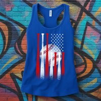Vintage American Flag Baseball Cool Gift Baseball Fans Gift Womens Tank Top