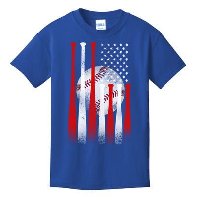 Vintage American Flag Baseball Cool Gift Baseball Fans Gift Kids T-Shirt