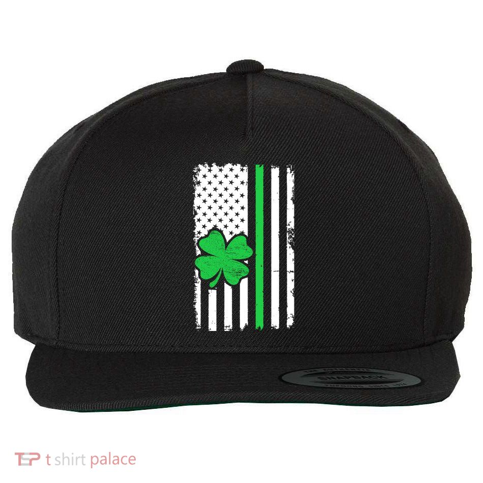Vintage American Flag St Patricks Day Irish Lucky Shamrock St. Patrick's Day Wool Snapback Cap