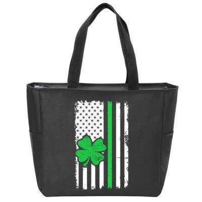 Vintage American Flag St Patricks Day Irish Lucky Shamrock St. Patrick's Day Zip Tote Bag