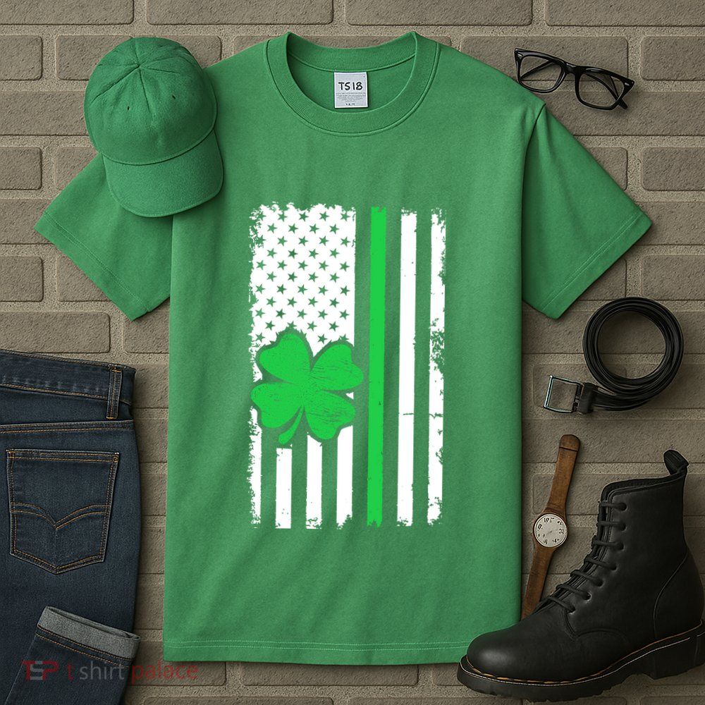 Vintage American Flag St Patricks Day Irish Lucky Shamrock St. Patrick's Day Tall T-Shirt