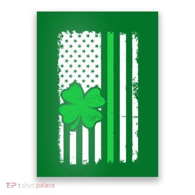 Vintage American Flag St Patricks Day Irish Lucky Shamrock St. Patrick's Day Poster