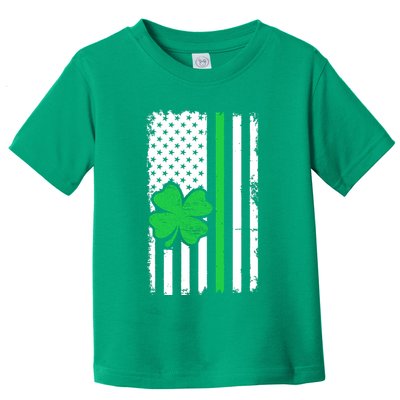 Vintage American Flag St Patricks Day Irish Lucky Shamrock St. Patrick's Day Toddler T-Shirt
