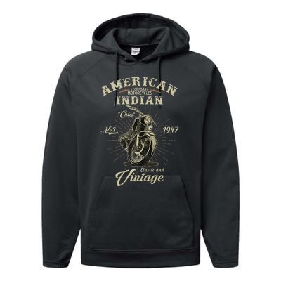 Vintage American For Old Biker Gifts Performance Fleece Hoodie