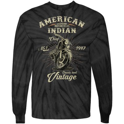 Vintage American For Old Biker Gifts Tie-Dye Long Sleeve Shirt