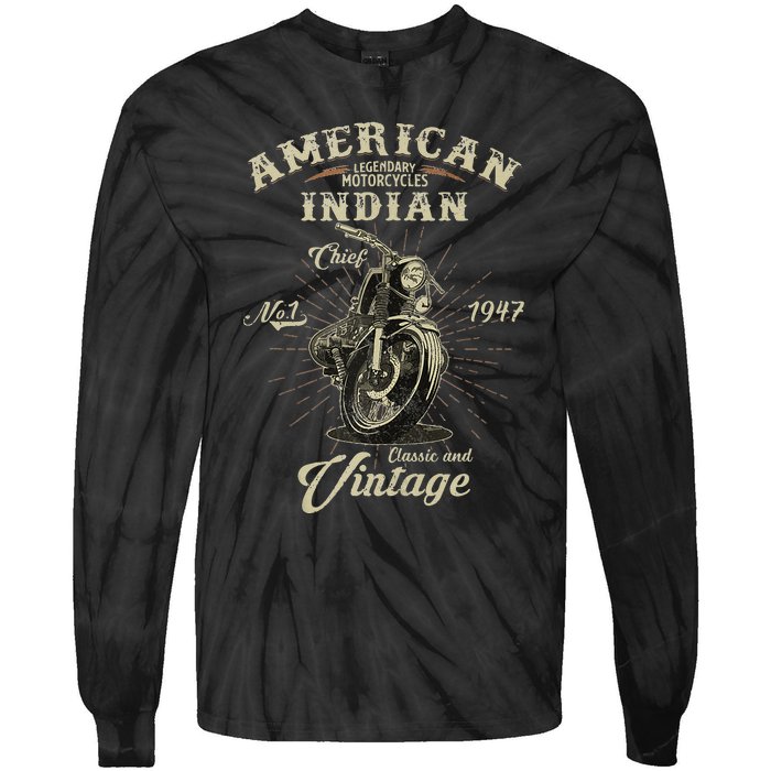 Vintage American For Old Biker Gifts Tie-Dye Long Sleeve Shirt