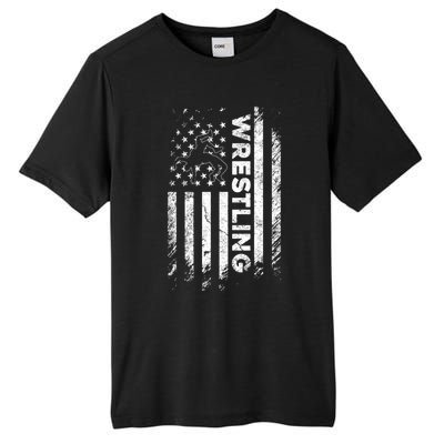 Vintage American Flag Wrestling Patriotic Wrestler Gift Tall Fusion ChromaSoft Performance T-Shirt