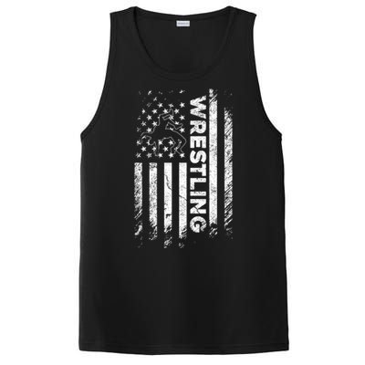 Vintage American Flag Wrestling Patriotic Wrestler Gift PosiCharge Competitor Tank