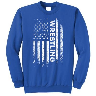 Vintage American Flag Wrestling Patriotic Wrestler Gift Sweatshirt