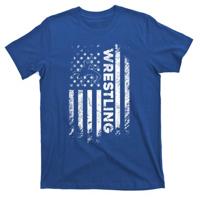 Vintage American Flag Wrestling Patriotic Wrestler Gift T-Shirt