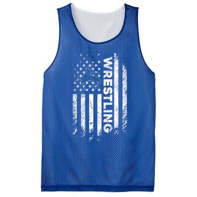 Vintage American Flag Wrestling Patriotic Wrestler Gift Mesh Reversible Basketball Jersey Tank