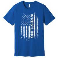 Vintage American Flag Wrestling Patriotic Wrestler Gift Premium T-Shirt