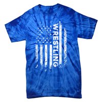 Vintage American Flag Wrestling Patriotic Wrestler Gift Tie-Dye T-Shirt