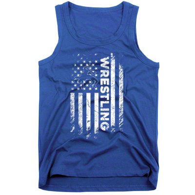 Vintage American Flag Wrestling Patriotic Wrestler Gift Tank Top