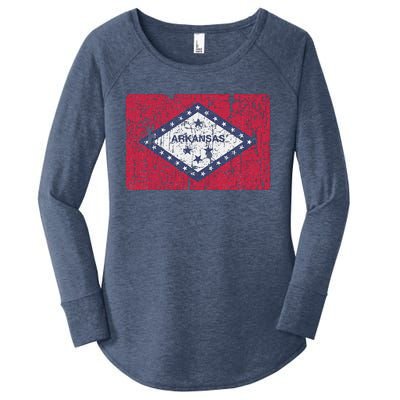 Vintage Arkansas Flag For Souvenir Ar Gift Women's Perfect Tri Tunic Long Sleeve Shirt