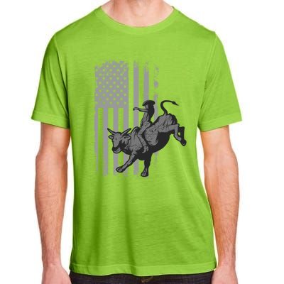 Vintage American Flag Bucking Bull Riding Patriotism Rodeo Funny Gift Adult ChromaSoft Performance T-Shirt