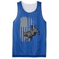 Vintage American Flag Bucking Bull Riding Patriotism Rodeo Funny Gift Mesh Reversible Basketball Jersey Tank