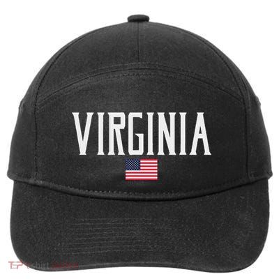 Virginia American Flag And White Text 7-Panel Snapback Hat