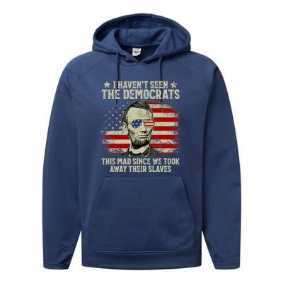 Vintage American Flag Patriots I Haven't Seen The Democrats Performance Fleece Hoodie