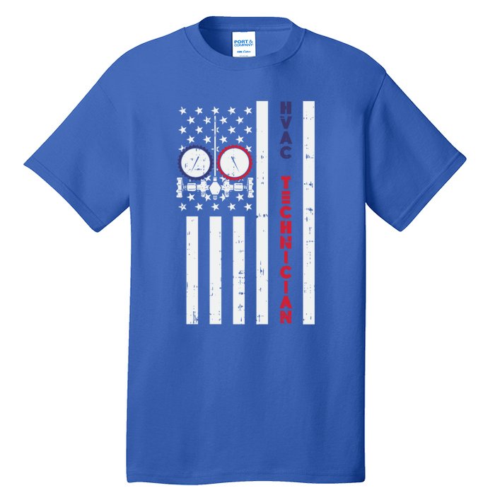 Vintage American Flag Hvac Technician Us Hvac Tech Gift Tall T-Shirt