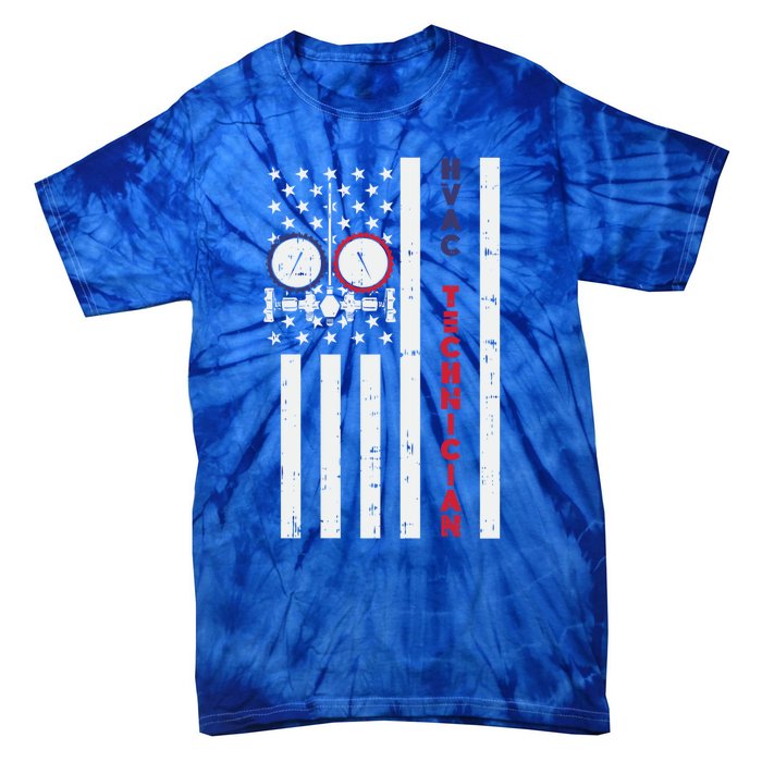 Vintage American Flag Hvac Technician Us Hvac Tech Gift Tie-Dye T-Shirt