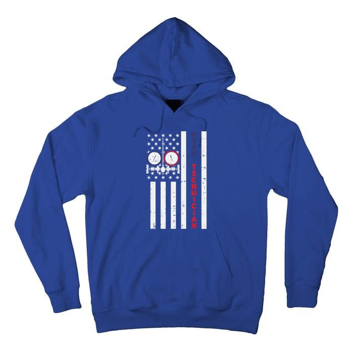 Vintage American Flag Hvac Technician Us Hvac Tech Gift Tall Hoodie