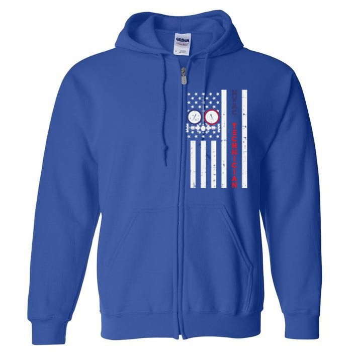 Vintage American Flag Hvac Technician Us Hvac Tech Gift Full Zip Hoodie