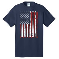 Vintage American Flag Baseball Boy Dad 4th July Tall T-Shirt