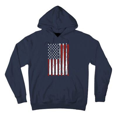 Vintage American Flag Baseball Boy Dad 4th July Tall Hoodie