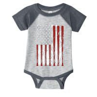 Vintage American Flag Baseball Boy Dad 4th July Infant Baby Jersey Bodysuit