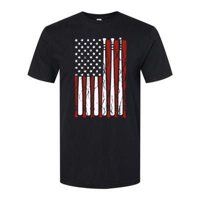 Vintage American Flag Baseball Boy Dad 4th July Softstyle® CVC T-Shirt