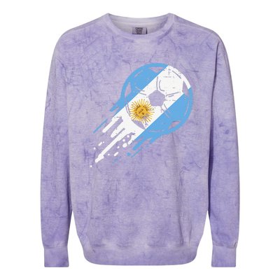 Vintege Argentina Flag Argentine Soccer Fan Colorblast Crewneck Sweatshirt