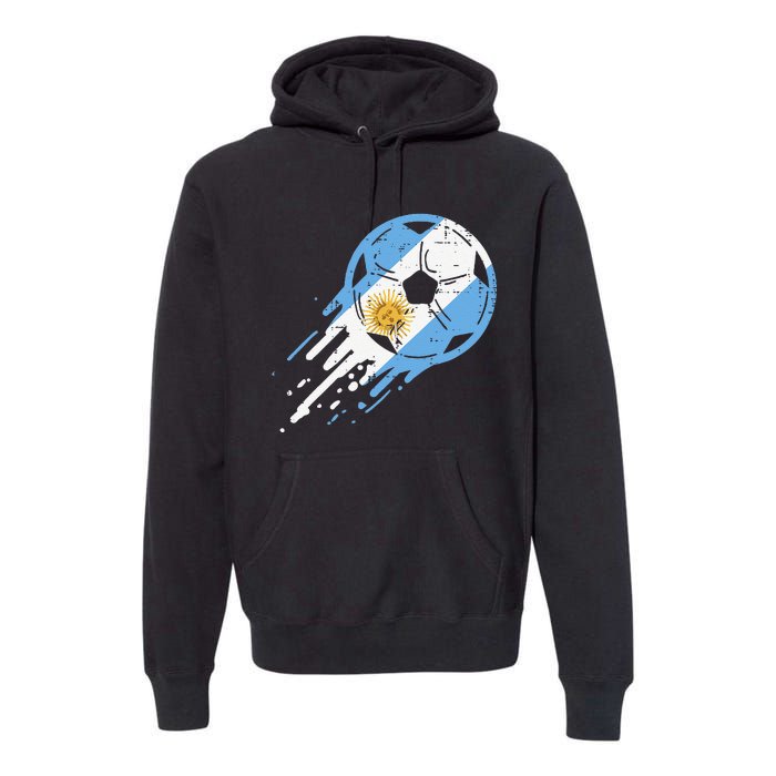 Vintege Argentina Flag Argentine Soccer Fan Premium Hoodie