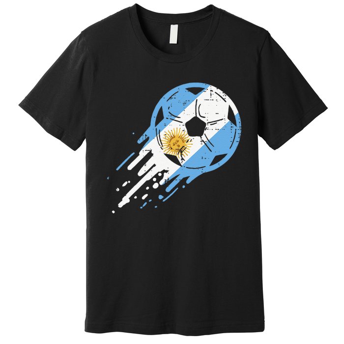 Vintege Argentina Flag Argentine Soccer Fan Premium T-Shirt