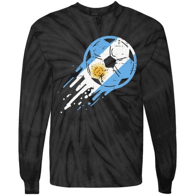 Vintege Argentina Flag Argentine Soccer Fan Tie-Dye Long Sleeve Shirt