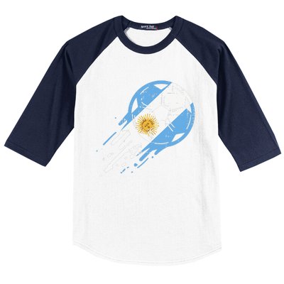 Vintege Argentina Flag Argentine Soccer Fan Baseball Sleeve Shirt