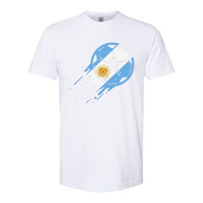 Vintege Argentina Flag Argentine Soccer Fan Softstyle CVC T-Shirt