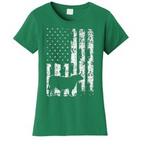 Vintage American Flag USA Cow Black Angus Rancher Women's T-Shirt