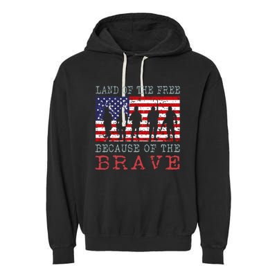 Vintage American Flag Land Of The Free Because Of The Brave Garment-Dyed Fleece Hoodie