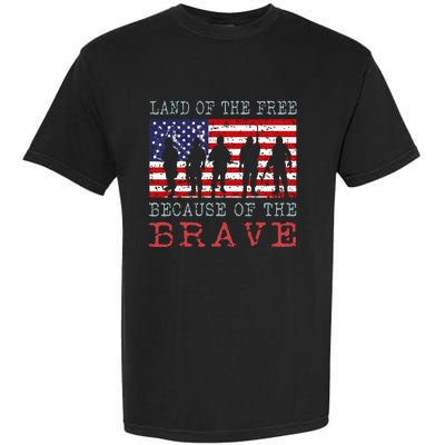 Vintage American Flag Land Of The Free Because Of The Brave Garment-Dyed Heavyweight T-Shirt