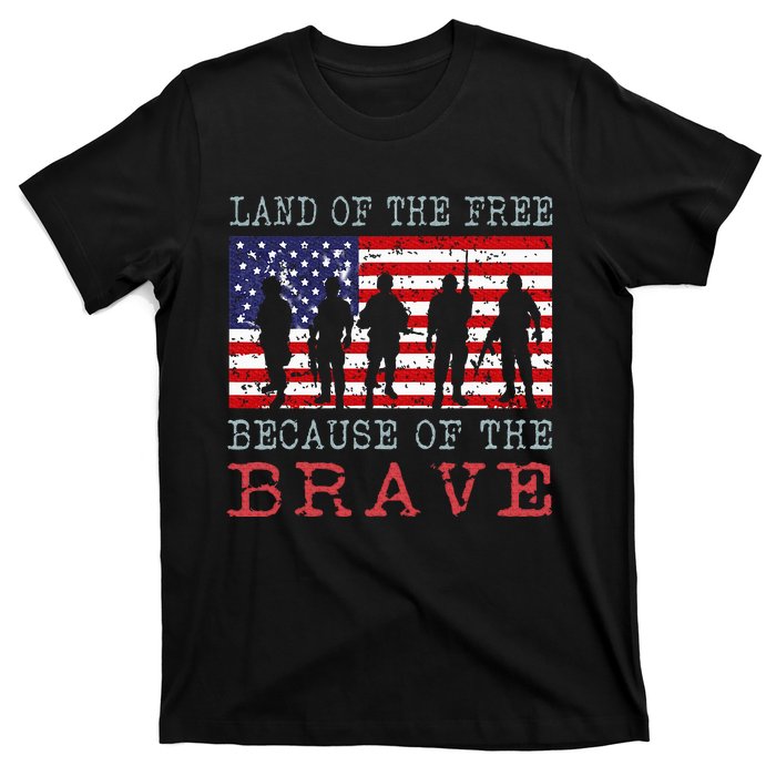 Vintage American Flag Land Of The Free Because Of The Brave T-Shirt