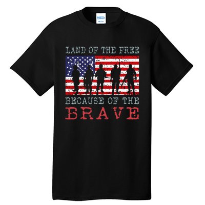 Vintage American Flag Land Of The Free Because Of The Brave Tall T-Shirt