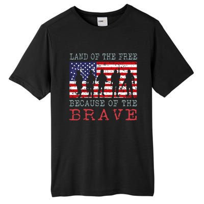 Vintage American Flag Land Of The Free Because Of The Brave Tall Fusion ChromaSoft Performance T-Shirt