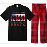 Vintage American Flag Land Of The Free Because Of The Brave Pajama Set