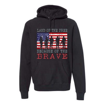 Vintage American Flag Land Of The Free Because Of The Brave Premium Hoodie