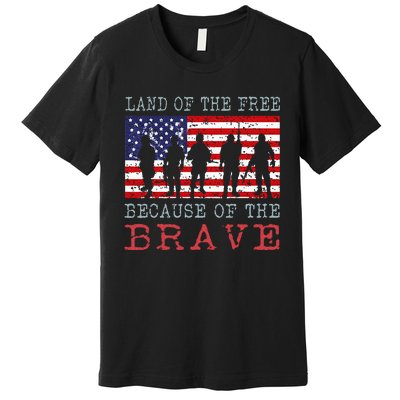 Vintage American Flag Land Of The Free Because Of The Brave Premium T-Shirt