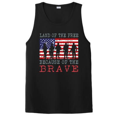 Vintage American Flag Land Of The Free Because Of The Brave PosiCharge Competitor Tank