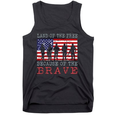 Vintage American Flag Land Of The Free Because Of The Brave Tank Top