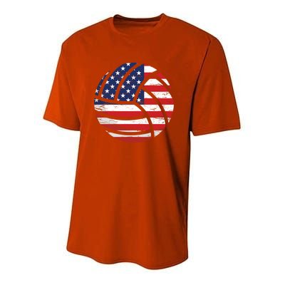 Volleyball American Flag Usa Patriotic Gift Youth Performance Sprint T-Shirt